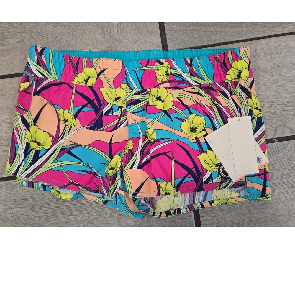 Roxy Beach Bound Tropical Floral Board Shorts Pink Turquoise XS ARJBS00038